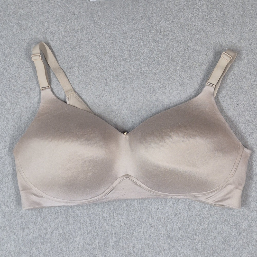 Cacique Women Bra 42DD Beige Lightly Lined T Shirt Wireless Strap Adjustable